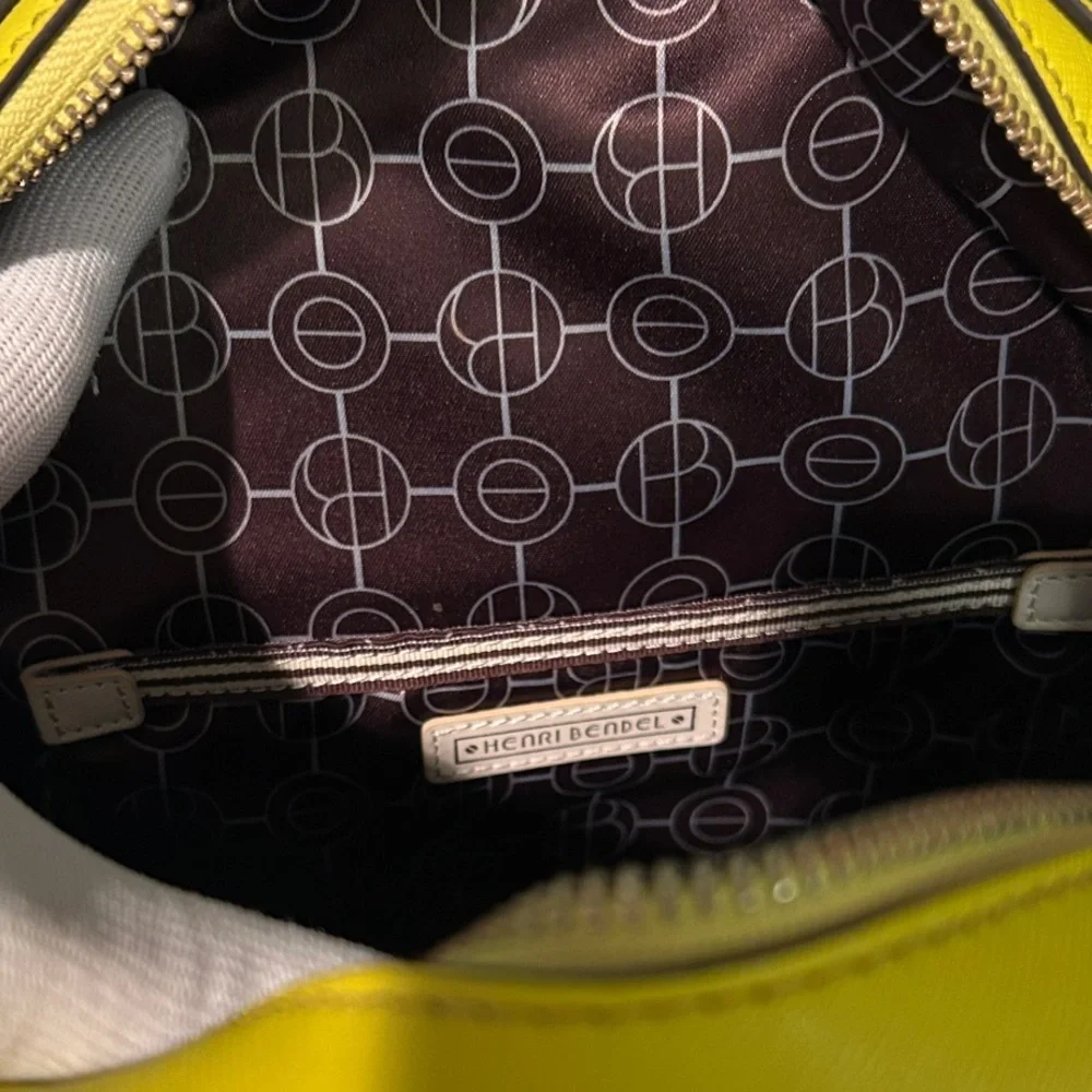 Henri Bendel West 57th Yellow Saffiano Leather Backpack with Colorful Tassels